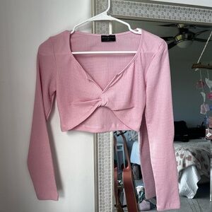 White Fox Boutique Pink Twist Front Crop Top